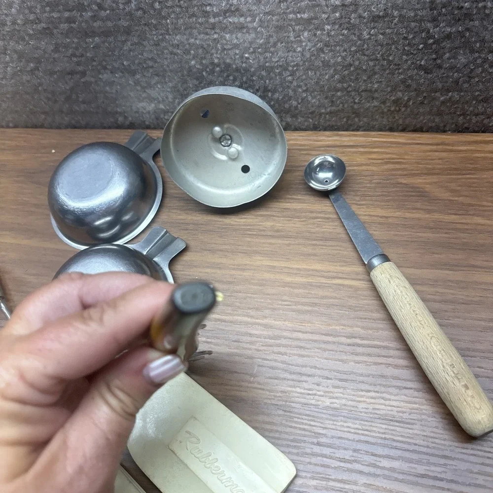 9 Vintage Kitchen Utensils Lot EKCO Rubbermaid Olive Green Primitive USA Made